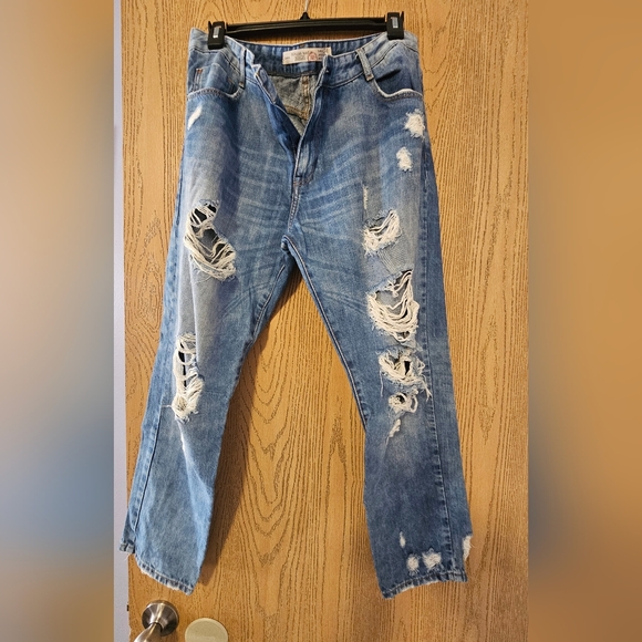 Zara Women's Blue Distressed Slim Jeans - Picture 1 of 3